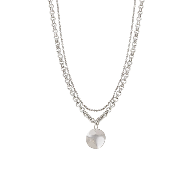 Women's Necklace Links 01L03-00599 Loisir Steel With Double Chain and Element 1.7 cm