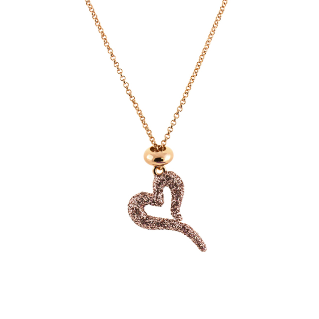 Women's Necklace Starstruck 01L15-01348 Loisir Brass-Rose Gold Plating With Heart And Rose Gold Glitter