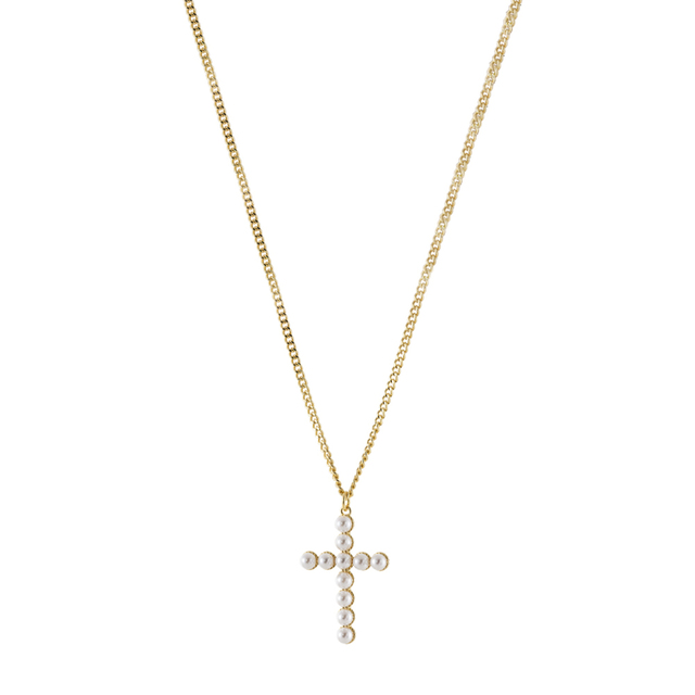 Women's Necklace Dance 01L15-01993 Loisir Gold-Plated Metal With Pearl Cross