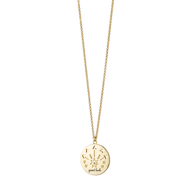 Γυναικείο Κολιέ Lucky Charm 01L15-02192 Loisir Ορείχαλκος Επίχρυσο Με Αστέρι Και Λευκό Ζιργκόν 2.3 cm
