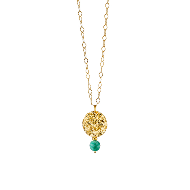 Women's Necklace Earth 01X05-03717 Oxette Silver Gold Plated With Round Element And Turquoise Stone