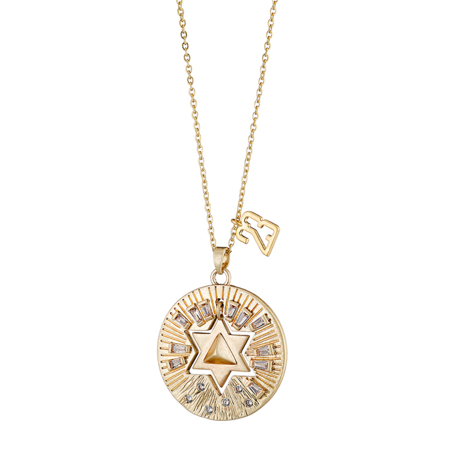 Women's Necklace Lucky Charm Oxette 01X15-00290 Brass Gold Plated With Star And White Crystals 2.9 cm