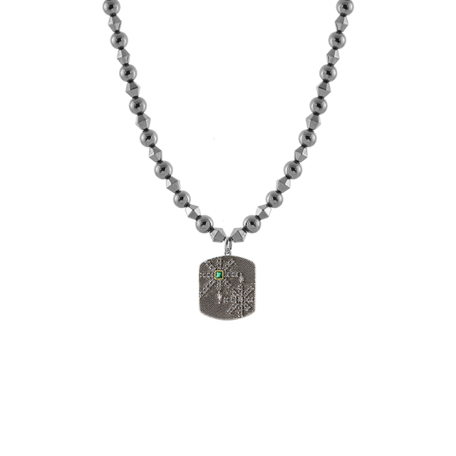 Γυναικείο Κολιέ Natrix 01X15-00569 Oxette Ορείχαλκος  Στοιχείο Ασημί (Oxidised) / Με Αιματίτες Και Ζιργκόν