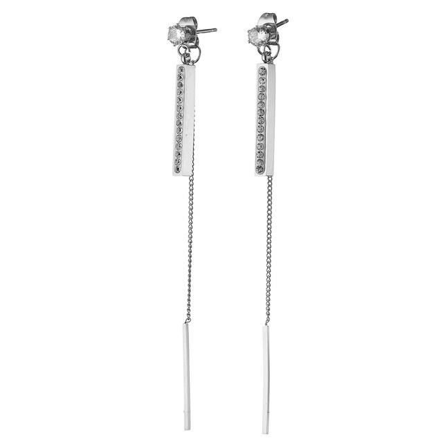 Womens Long Earrings - Crystals Steel 316L  N-02170