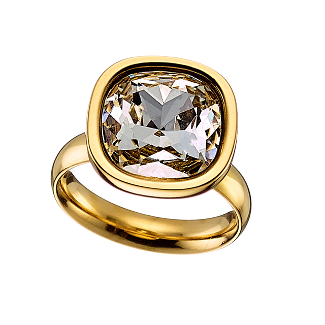 Ring Grey Crystal Steel Gold Plated N-02447G