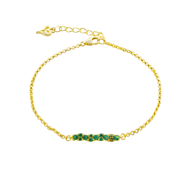 Women's Bracelet Cosmic  02L05-01179 Loisir Silver Gold Plated With Row Of Green Zirconia 