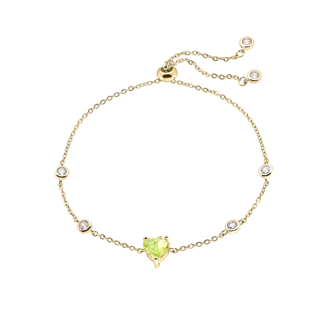 Women's Bracelet Happy Hearts Loisir 02L15 01461 Bronze Gold Plated With Lime Heart And White Zirconia