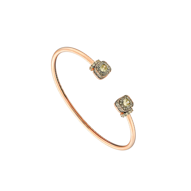 Women's Bracelet Candy Bis 02L15-01484 Loisir Brass Rose Gold IP With Olive Zircons
