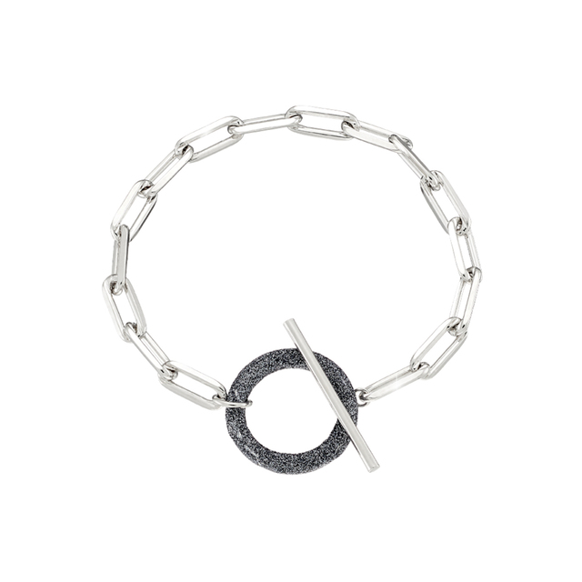 Women's Starstruck Bracelet 02L15-01525 Loisir Metallic Silver With Chain And Gray Glitter Element