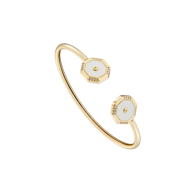 Women's Bangle Bracelet Pierrot 02L15-01642 Loisir Brass Gold Plated With  Elements With White Mop And Zirconia 