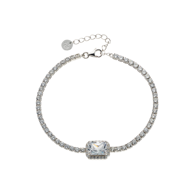 Women's Kate Bracelet Gifting Silver With Rectangular White Crystal And White Zircons Oxette 02X01-03368