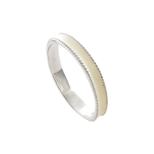 Γυναικείο Bangle Βραχιόλι Volcanic Rock 02X03-00572 Oxette Ατσάλινο Με Εκρού Σμάλτο
