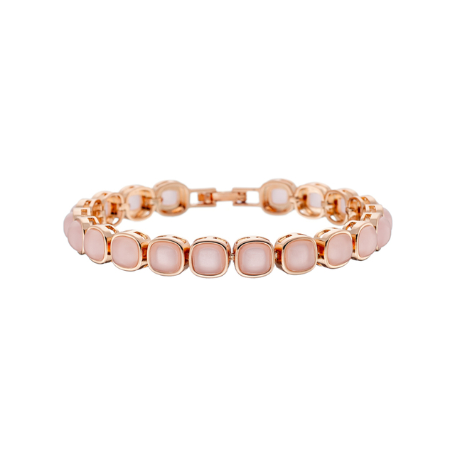 Women's Darling Oxette Bracelet 02X15-00337 Bronze Rose Gold IP With Row of Pink Crystals