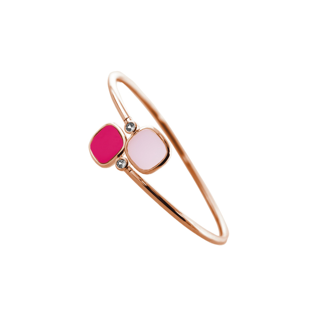 Women's Darling Oxette Bracelet 02X15-00354 Bronze Rose Gold IP Fixed With Pink And Fuchsia Crystals And Zirconia