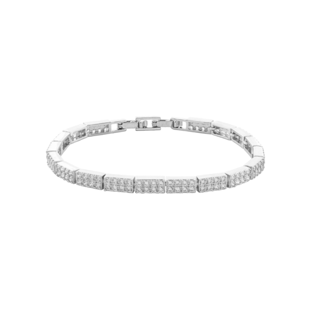 Women's Bracelet Eleganza 02X15-00391 Oxette Brass Silver Plated Riviera With White Zirconia Elements