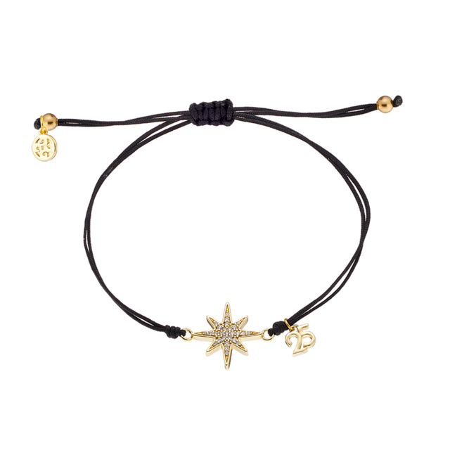 Γυναικείο Βραχιόλι Lucky Charm 02X15-00452 Oxette Με Κορδόνι Μεταλλικό Επίχρυσο Στοιχείο  Αστέρι με Ζιργκόνς 