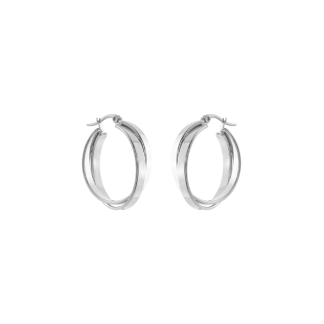 Women's Earrings Links Double Hoops 03J03-00003 Loisir 316L Steel