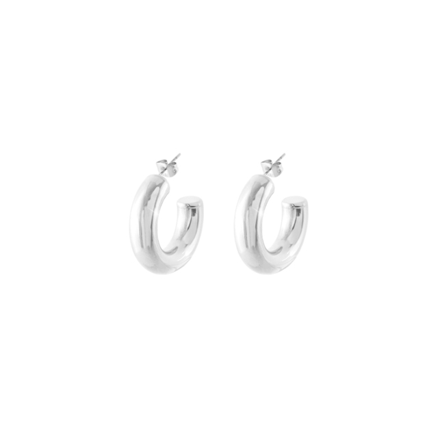 Women's Earrings Links Double Hoops 03J03-00003 Loisir 316L Steel