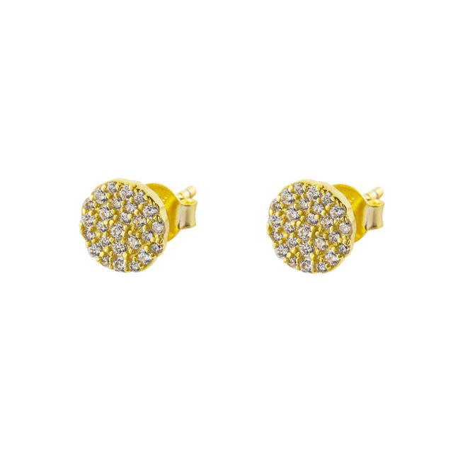 Women's Stud Earrings Cosmic 03L05-01083 Loisir Silver Gold Plated With Round Element Of White Zirconia 