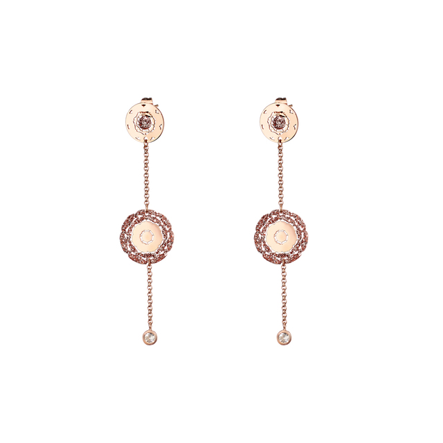 Women's Earrings Rosy 03L15-00820 Loisir Bronze-Pink Gold IP