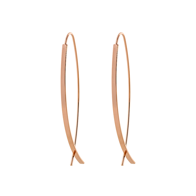 Women's Earrings Fashionistas Hoops 03L15-00965 Loisir Bronze-Pink Gold Plated Oval Hoops 5.5 Cm