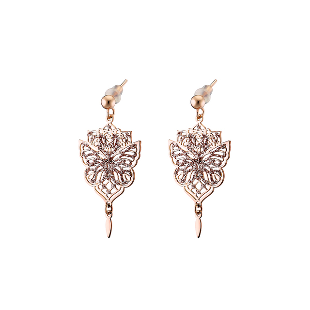 Women's Chakra Loisir Earrings 03L15-01015 Metallic Rose Gold With Butterfly Design