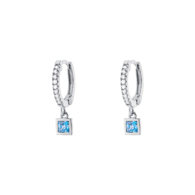 Γυναικεία Σκουλαρίκια Charming 03L15-01068 Loisir Μπρούντζος Επιροδίωση Mini Κρίκοι Με Γαλάζια Και Λευκά Ζιργκόν