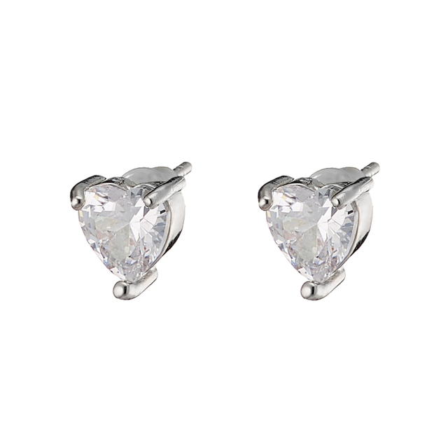 Women's Earrings Happy Hearts Loisir 03L15-01174 Brass Silver Plating With Heart Of White Zircon