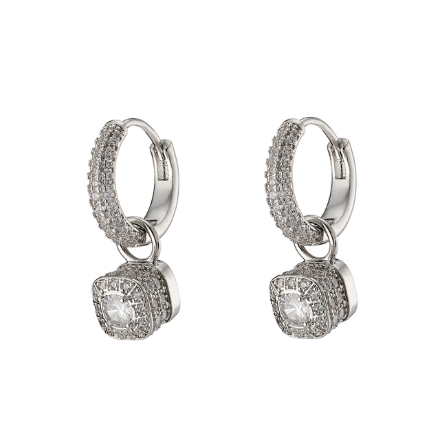 Women's Earrings Candy Bis Loisir 03L15-01198 Brass-Platinum Plating With White Zirconia