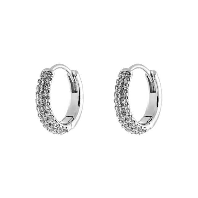 Women's Earrings Candy Bis 03L15-01200 Loisir Brass Silver With White Zircon