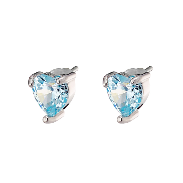 Women's Earrings Happy Hearts Loisir 03L15-01203 Brass Silver Plating With Heart Of Aqua Zircon
