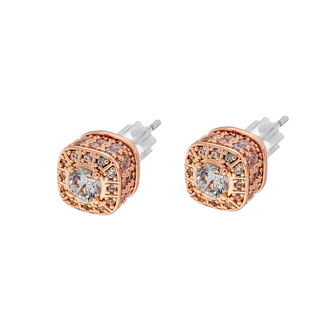 Women's Earrings Candy Bis 03L15-01466 Loisir Brass Rose Gold IP With White Zircons