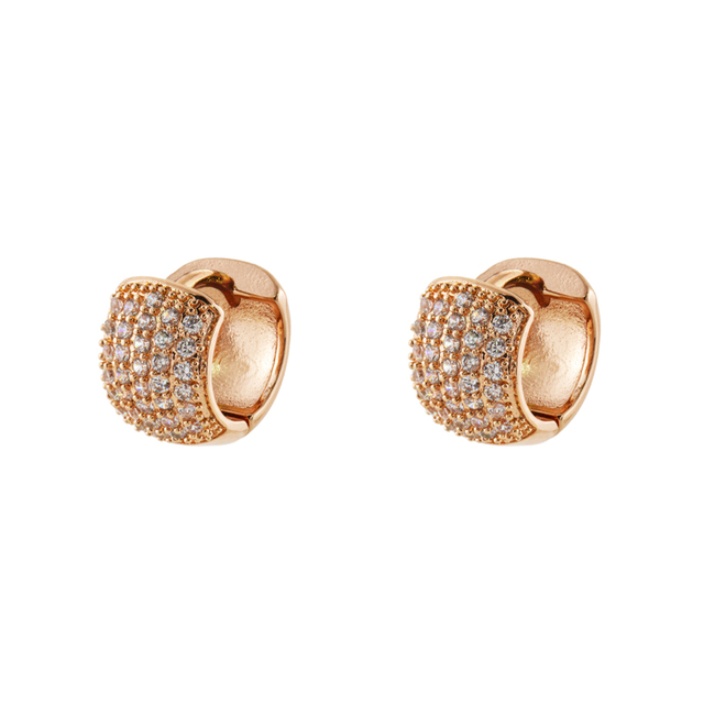 Women's Hoop Earrings Emily 03L15-01501 LOISIR Bronze Rse Gold Plating With White Zircons