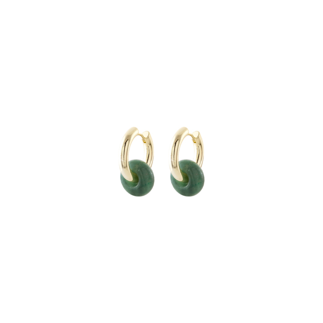 Women's Hoop Earrings Colorful 03L15-01791 Loisir Gold Plated Metal With Aventourine Stone