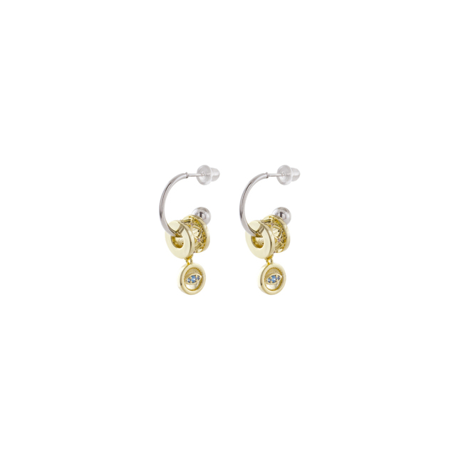 Γυναικεία Σκουλαρίκια Harlequin 03L15-01816 Loisir Μεταλλικά Ασημί Κρικάκια Με Επίχρυσα Στοιχεία Και Ματάκι
