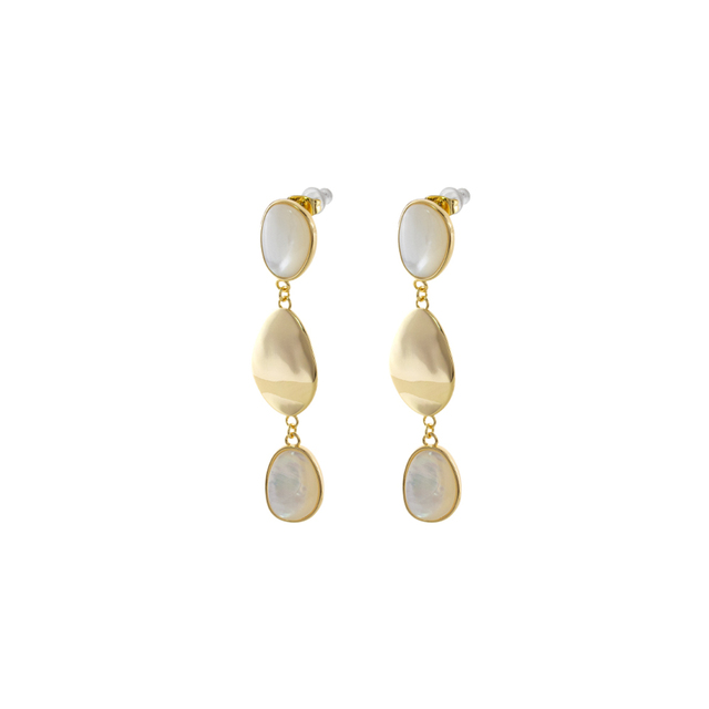 Women's Long Earrings Fiore 03L15-01908 Loisir Brass Gold Plated With Mop Elements