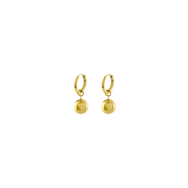 Women's  Hoops Earrings Links With Ball 03L27-00622 Loisir 316L Steel-Gold Plating IP