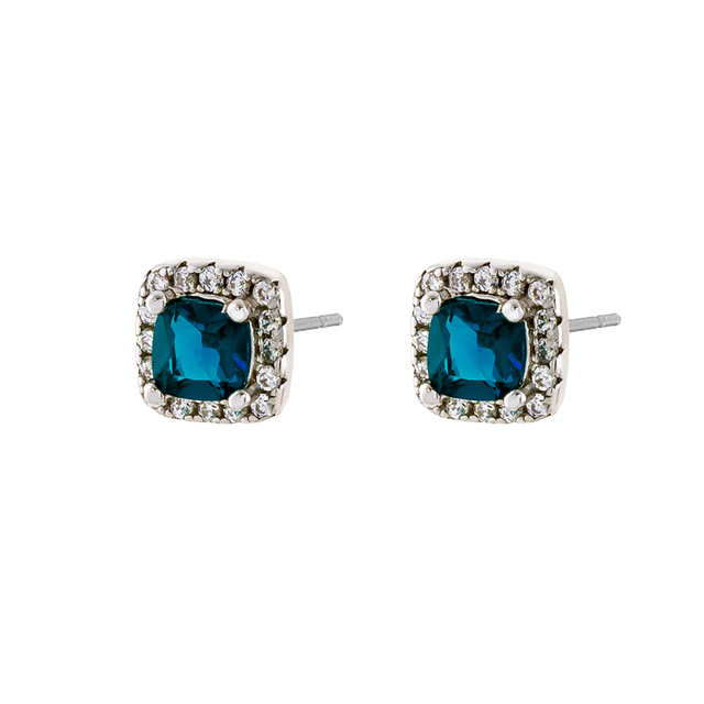 Women's Stud Earrings Kate Gifting 03X01-03172 Oxette Silver With Blue And White Zirconia