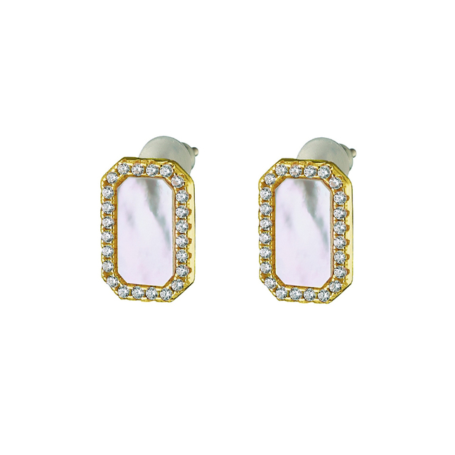 Women's Earrings Sunlight 03X05-02685 Oxette Silver 925-Gold Plated-Mother Of Pearl