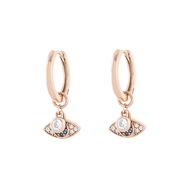 Women's Eye Hoop Earrings 03X05-02737 Oxette Silver 925 Pink Gold Plated