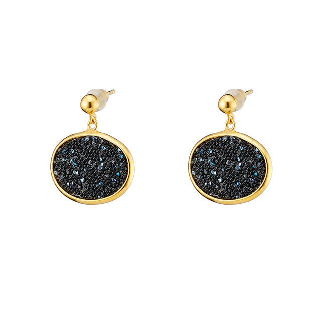 Women's Earrings Sunset Oxette 03X05-02965 Silver Gold Plated With Blue Crystal Nuggets 1.9 cm