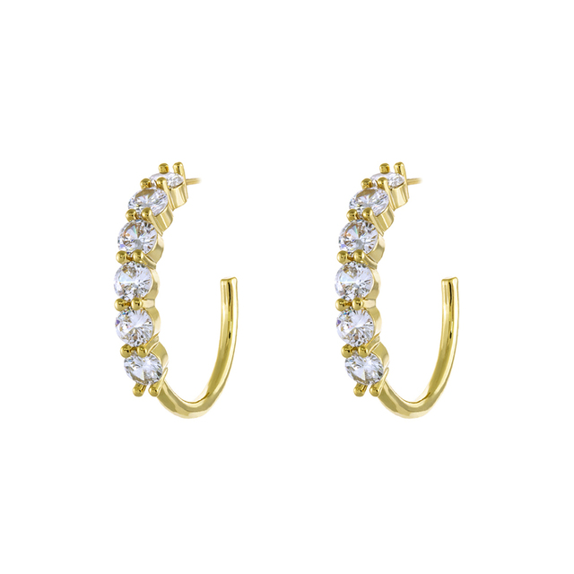 Women's Earrings Eleganza 03X15-00350 Oxette Bronze Gold Plated Rings With White Cz 0.4 Cm