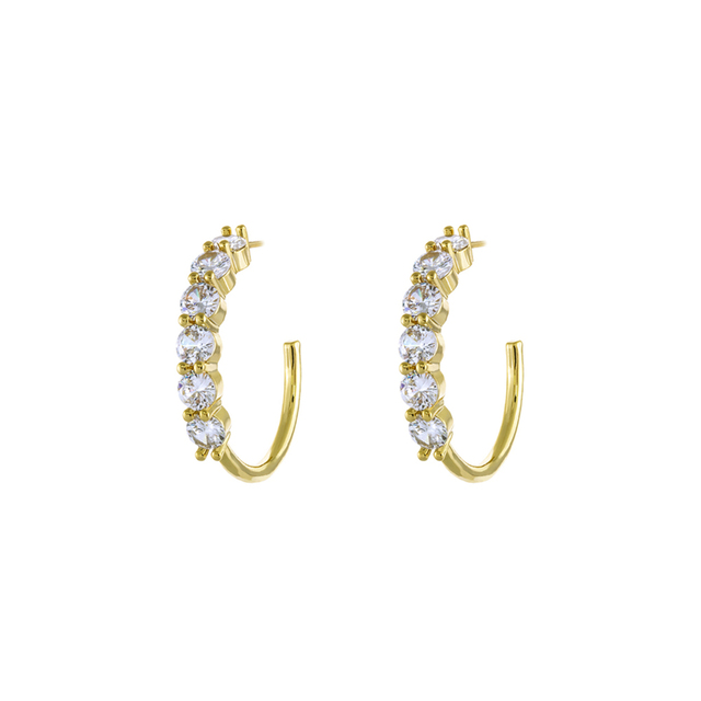 Women's Earrings Eleganza 03X15-00361 Oxette Bronze Gold Plated Rings With White Zircon 0.3 Cm