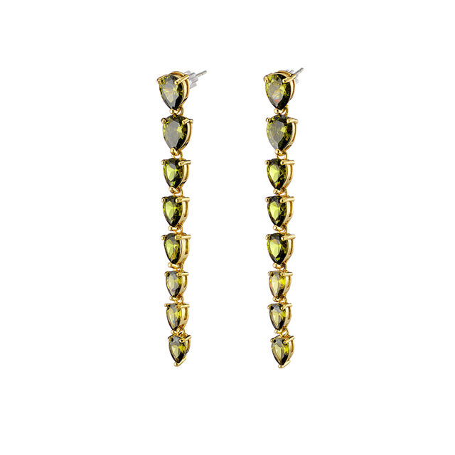 Women's Earrings Eleganza 03X15-00437 Brass-Gold Plating Green Zircons
