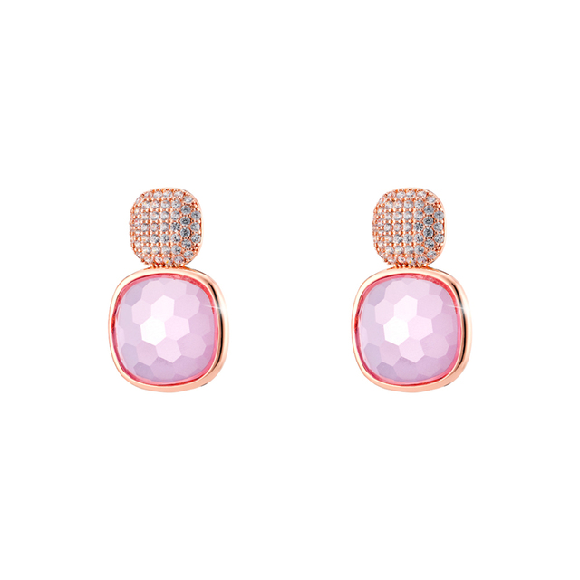 Women's Earrings Darling Oxette  03X15-00529 Rose Gold IP Bronze With Pink Crystal And White Zircons