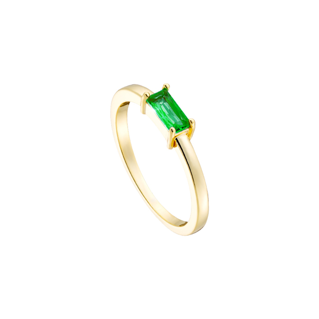 Γυναικείο Δαχτυλίδι Mini Loisir 04L15-00457 Μπρούντζος Επίχρυσο Με Πράσινο Ζιργκόν
