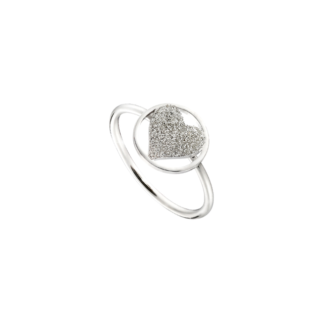 Women's Ring Princess Loisir 04L15-00620 Platinum Plated Bronze With Heart And Silver Glitter