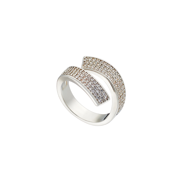 Women's Ring Madison 04L15-00694 Loisir Brass Silver With White Zirconia 