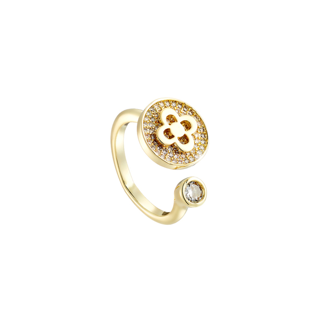 Women's Ring Blooming Metal Gold Plated With Flower Element And Zircon 04L15-00700-Loisir