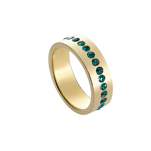 Γυναικείο Δαχτυλίδι ατσάλι  πράσινα κρύσταλλα LOISIR 04L27-00515